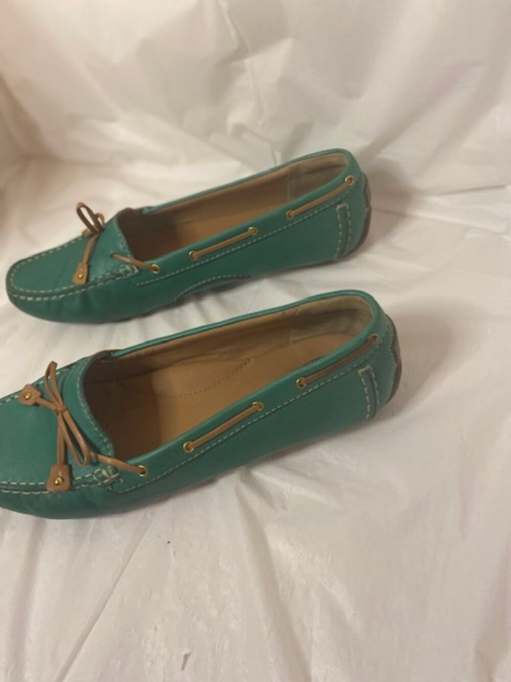 Clarks Artisan Turquoise Leather Slip On Loafers Mules, Women's Size 12M - Picture 4 of 6